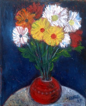 38.Red Yellow  2017year 30x25cmOriginal Painting Oil on Canvas1200$ by ZAKIR AHMEDOV